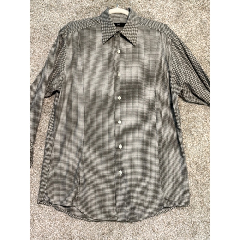 Zegna City Dress Shirt Mens 41 16 Brown Tan Houndstooth French Cuff Long Sleeve - Picture 10 of 10